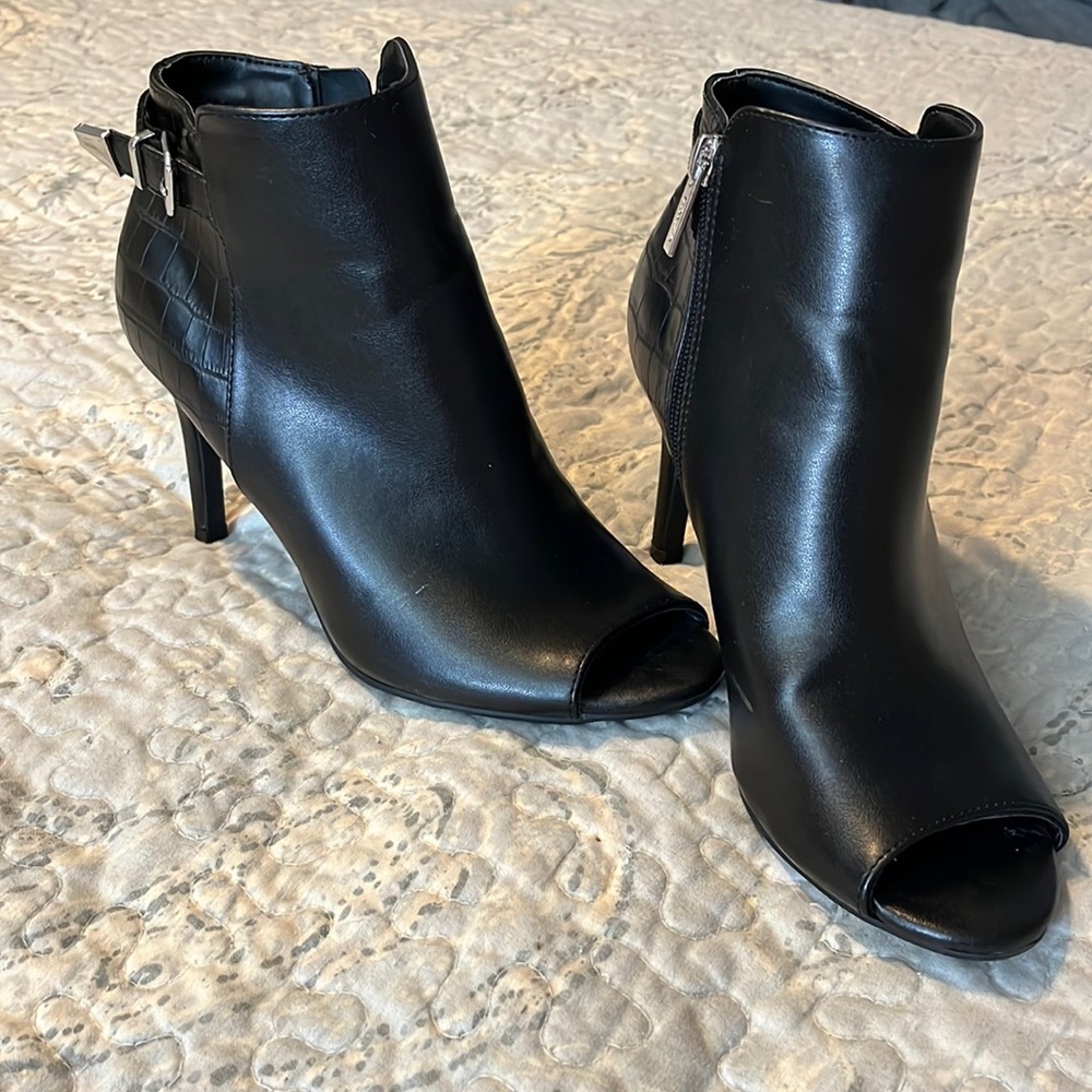 Stylish Unisa black peep toe heeled boots